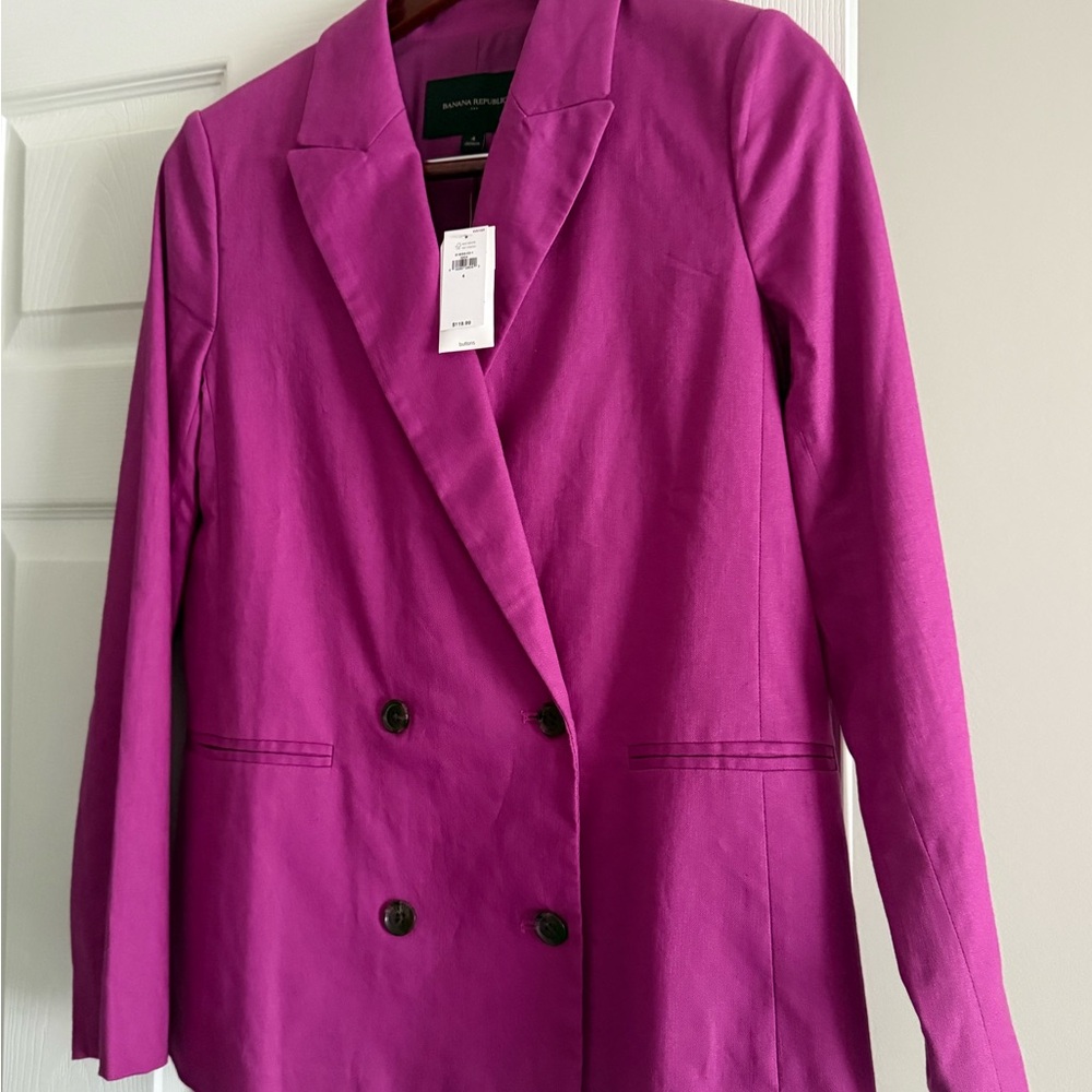 Banana Republic Fuchsia Double-Breasted Blazer